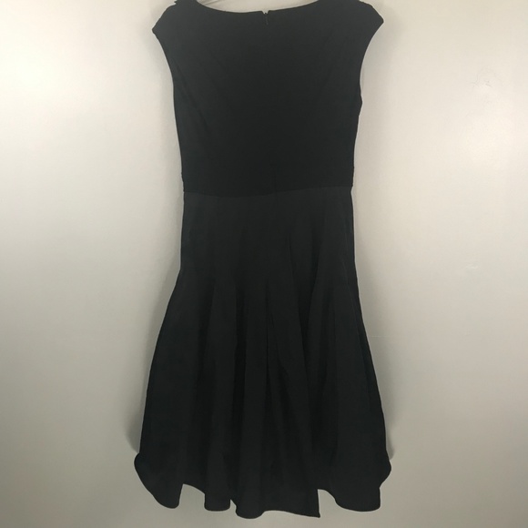 Adrianna Papell Black Rosette Tea Length Dress 4 - Picture 5 of 8